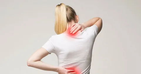 Back, neck, and shoulder joint pain affecting daily movement and posture