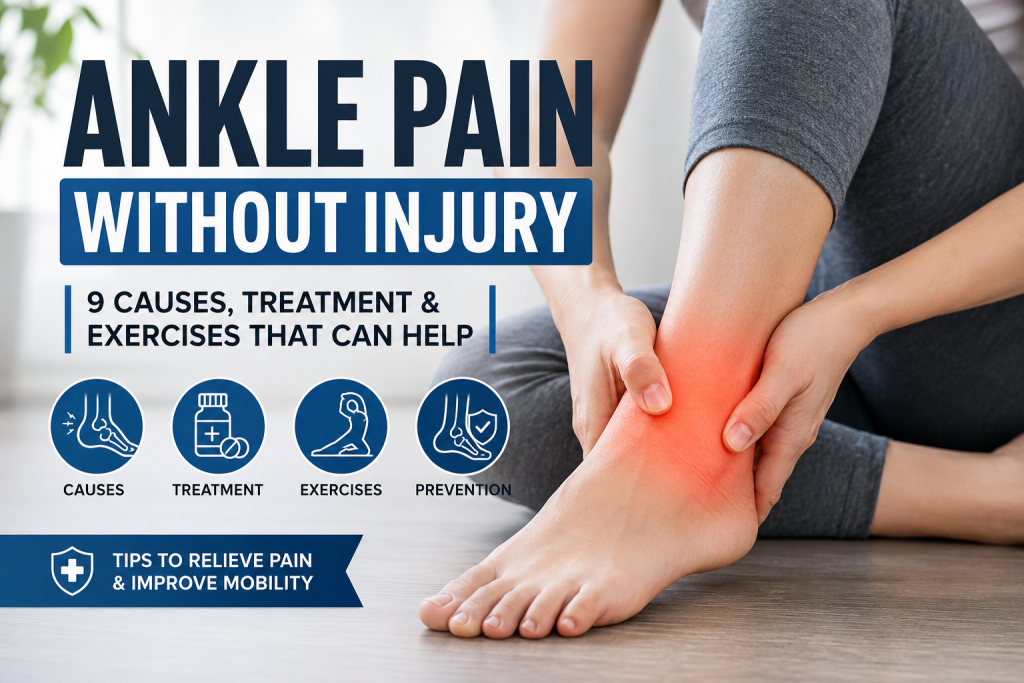 Ankle pain without injury causes, treatment and exercises