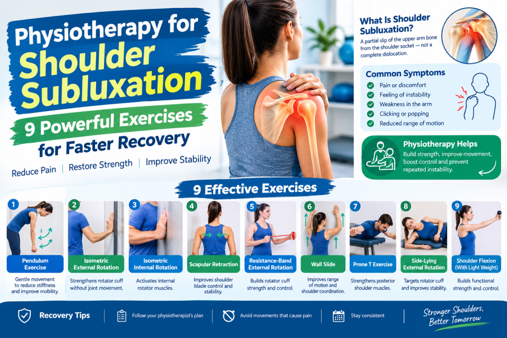 Physiotherapy for shoulder subluxation exercises and rehabilitation