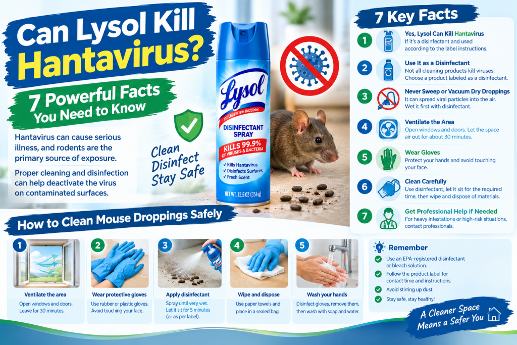 Can Lysol kill hantavirus and safe rodent cleanup