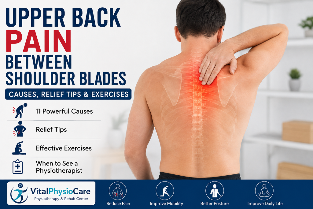 Upper back pain between shoulder blades causes, relief tips and exercises
