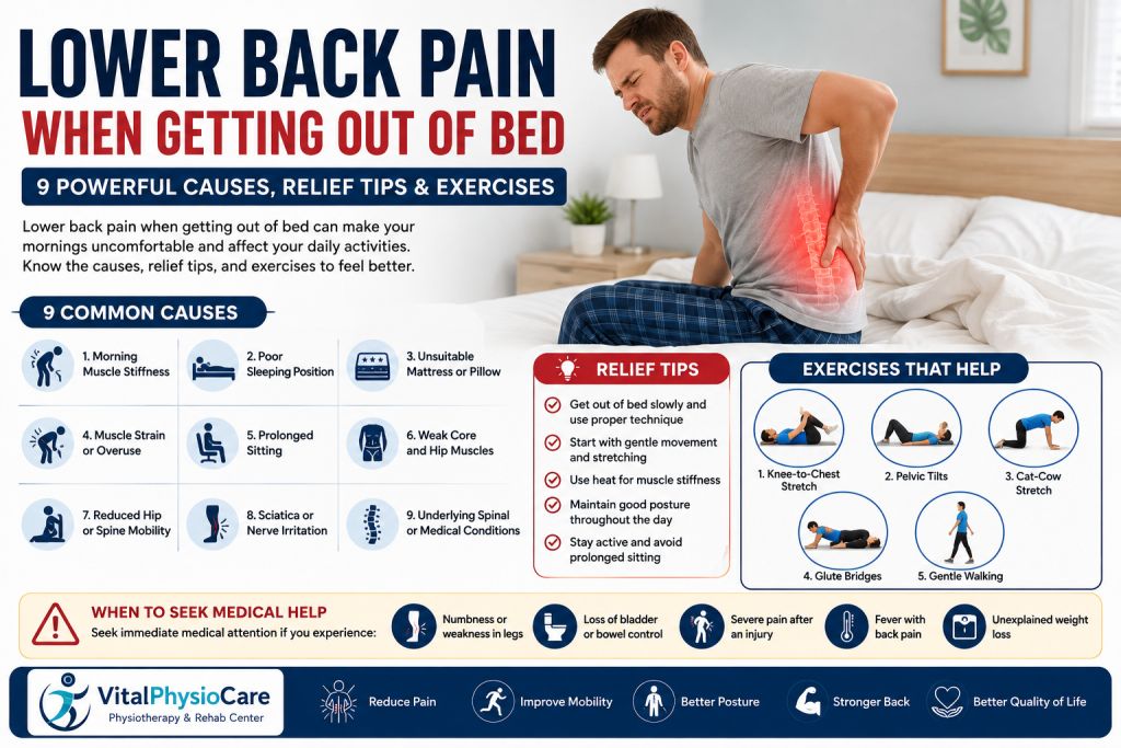 Lower back pain when getting out of bed