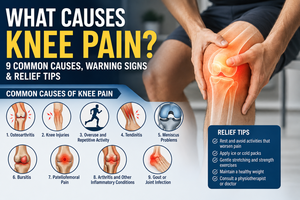 What causes knee pain showing 9 common causes, warning signs, and relief tips