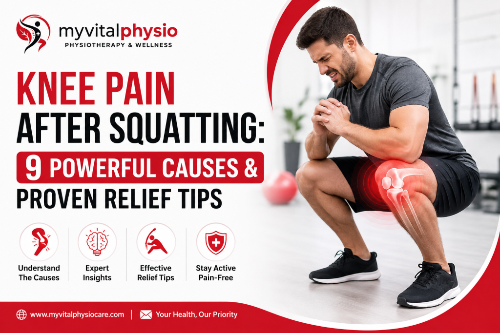 Knee pain after squatting with a person holding the painful knee