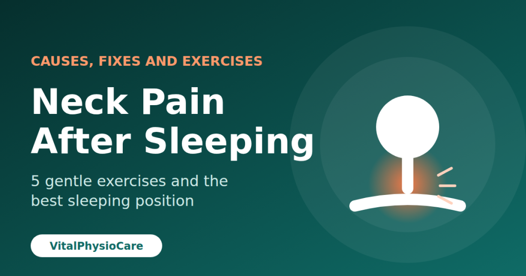 Neck pain after sleeping, illustration of a stiff neck